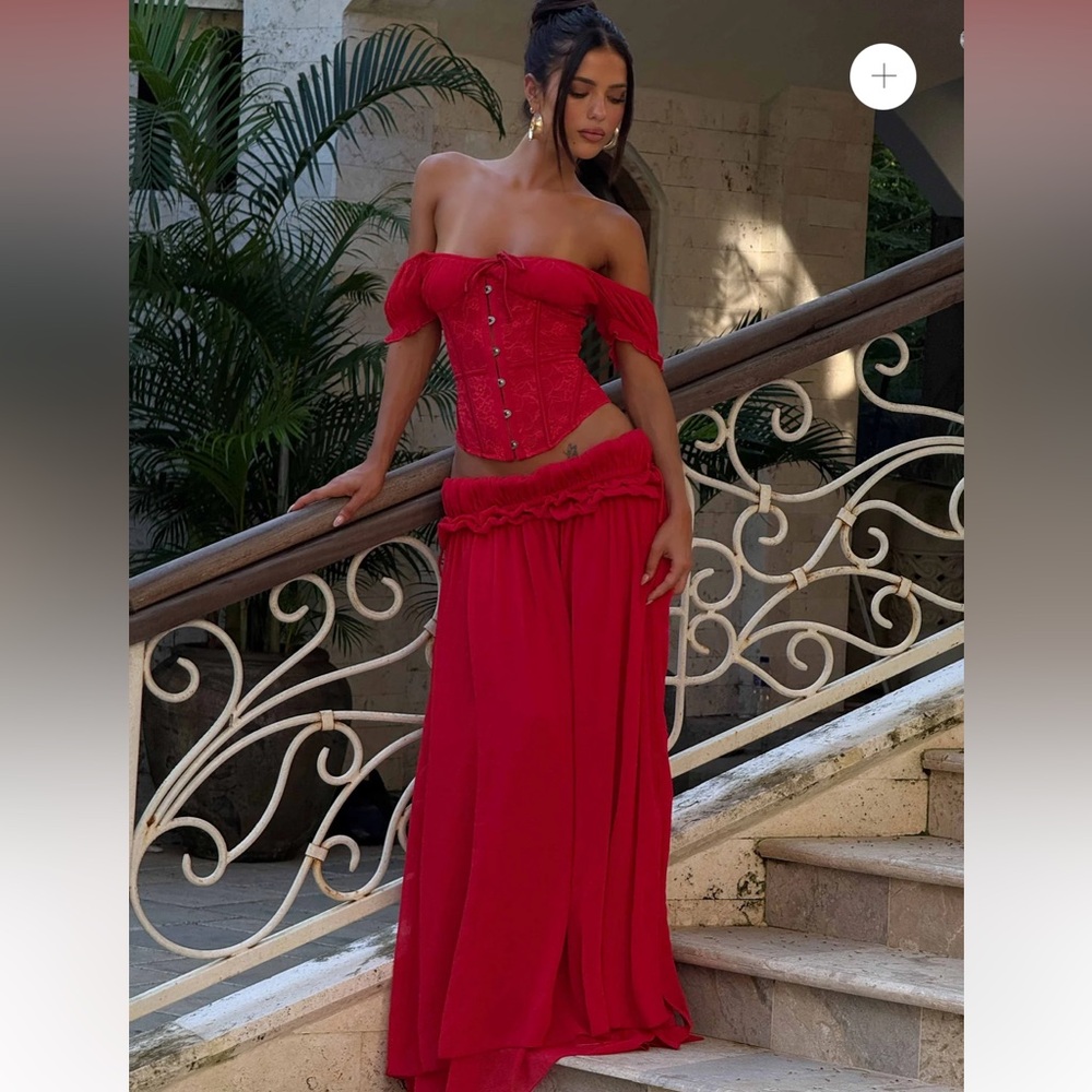 Elegant Red Maxi Skirt